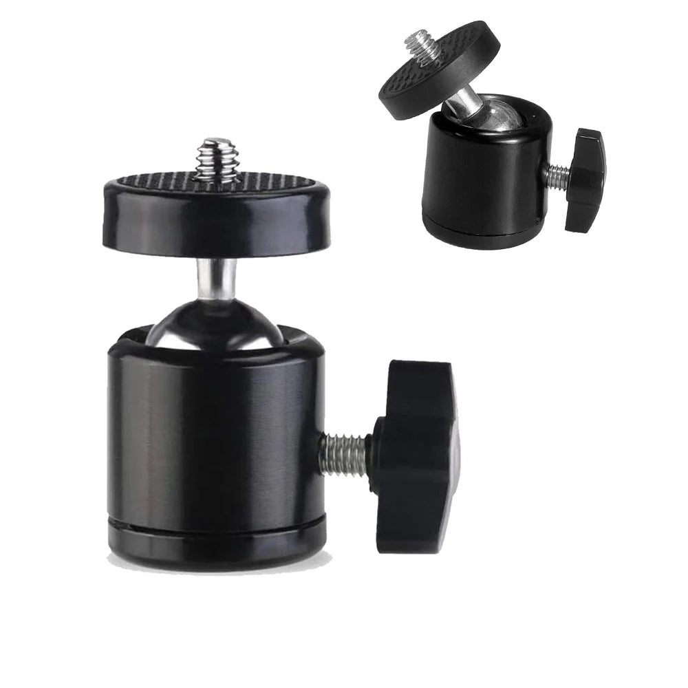 Aluminum Alloy 360° Rotatable Mini Ball Head with 1/4" Screw for DSLR Camera Tripod Phone Mount Vlog Photography