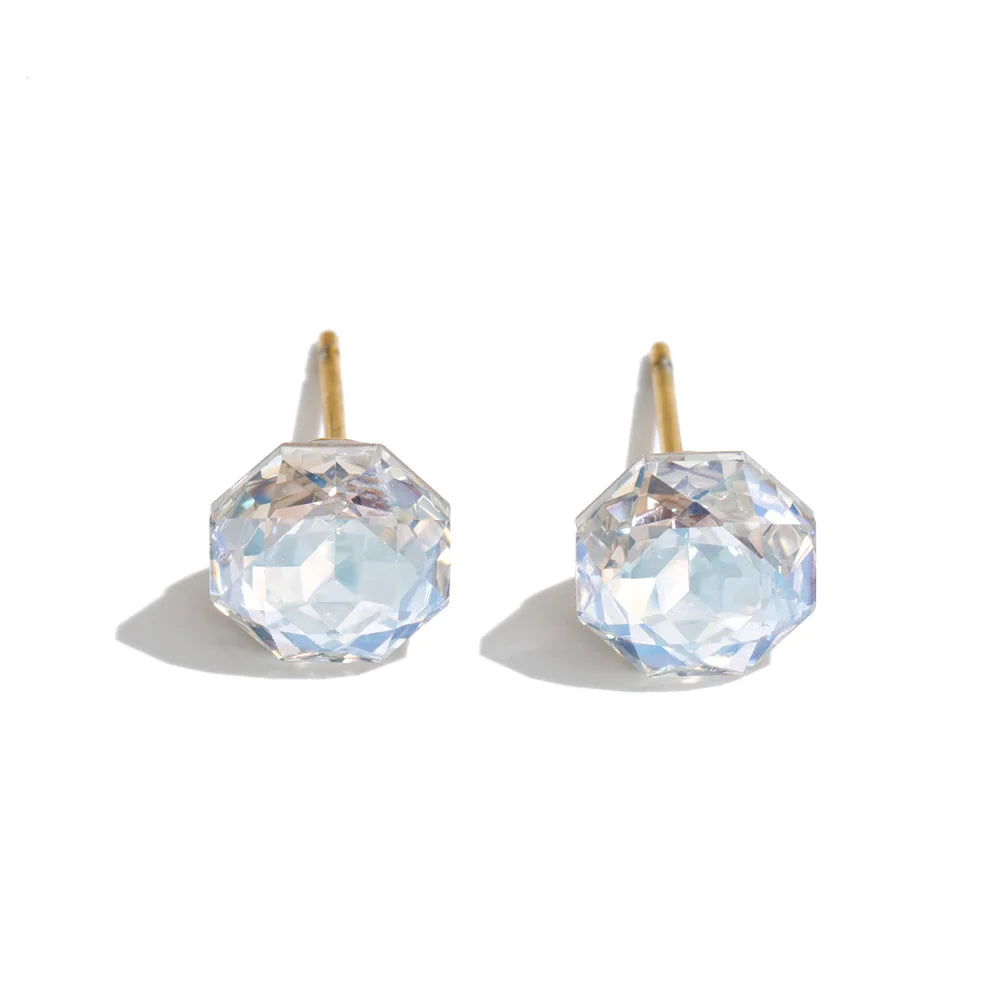 Yhpup New Arrivals Multi Color Crystal Round Stud Earrings for Women Shiny Stylish Daily Summer Jewelry Tarnish Resistant