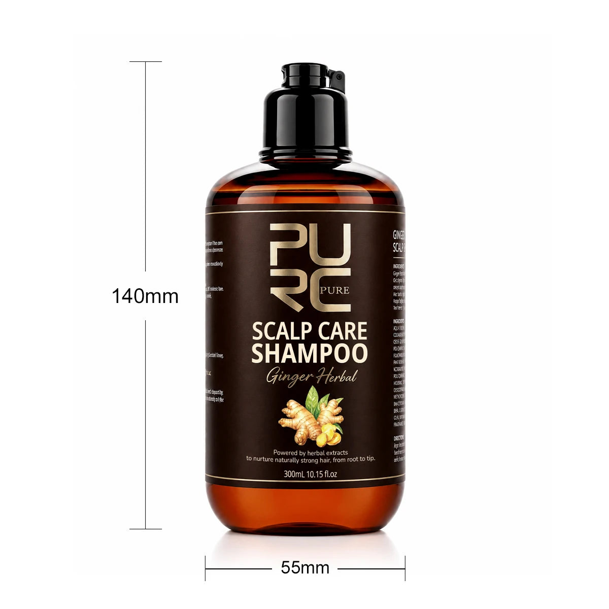 PURC 300ml 5 In 1 Instant Coloring Shampoo Natural Ginger Herbal Shampoo for Men Women Promote Hair Growth and Deeply Nourish