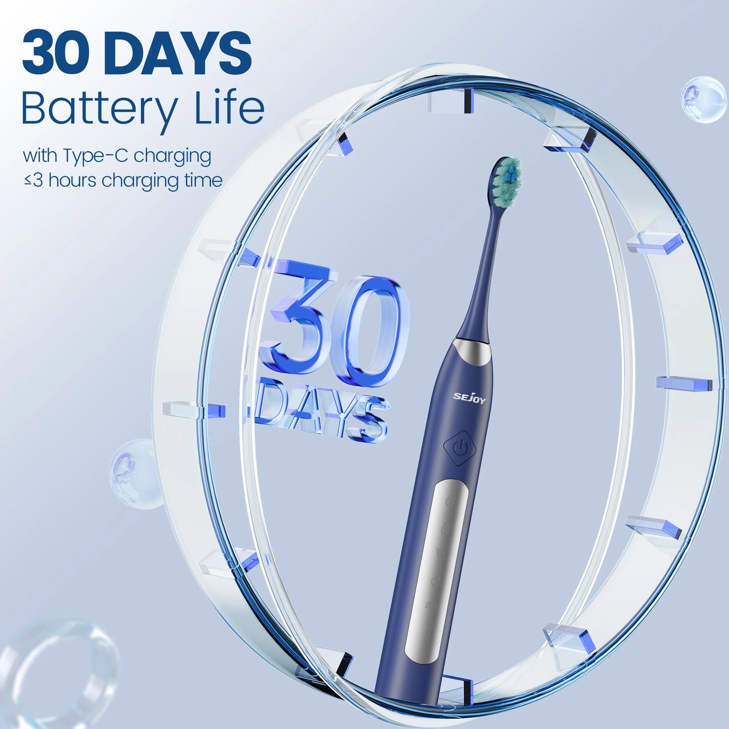 Sejoy Electric Sonic Toothbrush 5 Model with 10 pcs Replacement Heads Rechargeable Waterproof Electronic Tooth Brushes