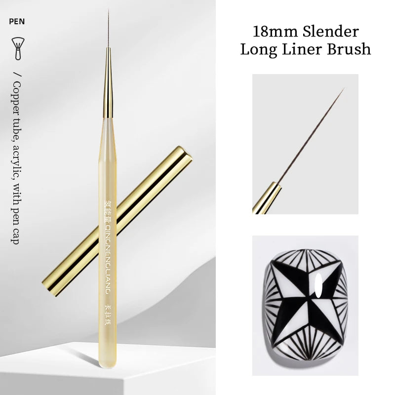 QNL 1/2/3pcs 18mm Nail Art Liner Brush Ultra Thin Long Line Drawing Pen With Cap For UV Gel Polish Painting Manicure Tool