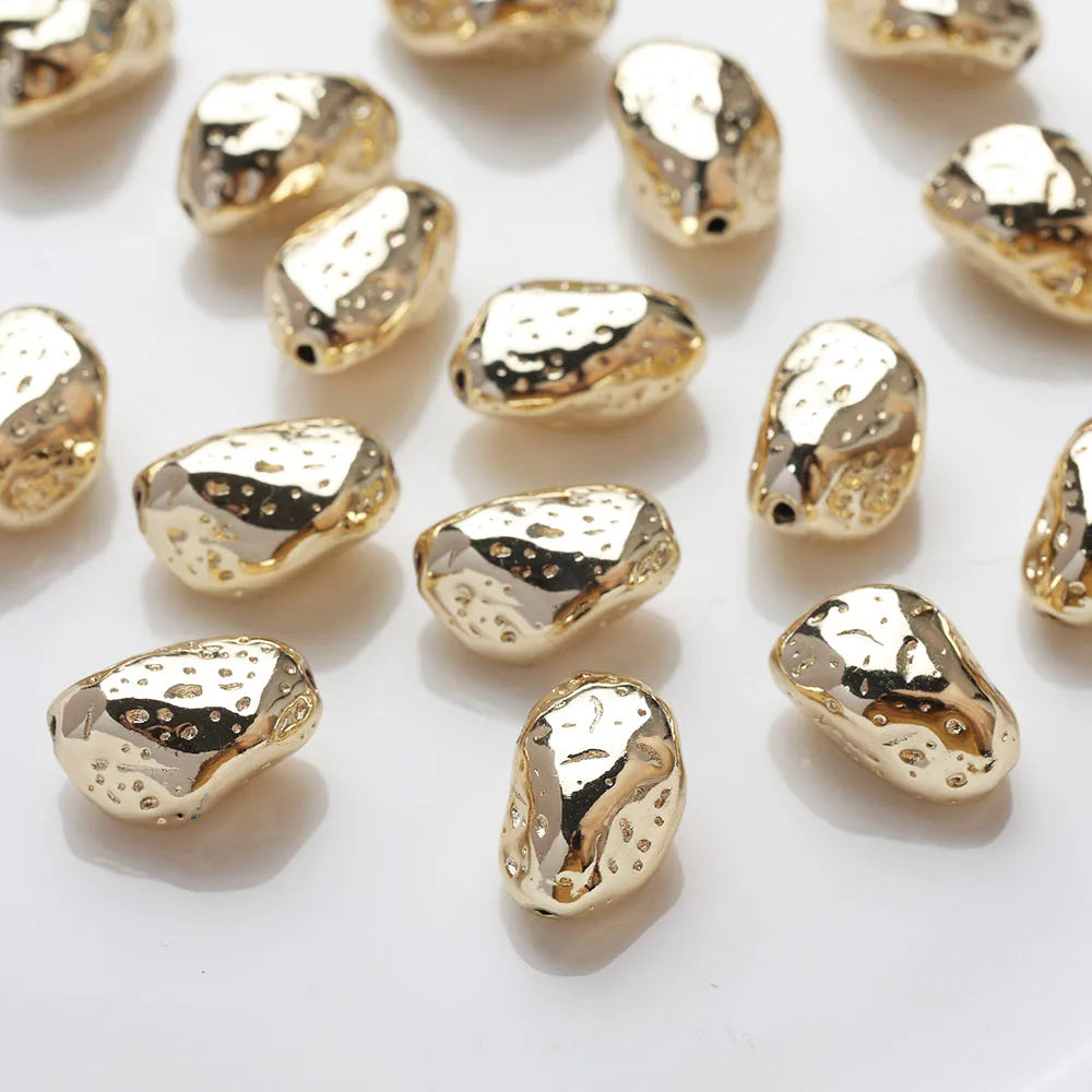 4PCS Dainty Brass Irregular Beads Spacer Bead for Jewelry Making Bracelet Necklace Supplies DIY 14k Gold Plated Accessory 14*9mm