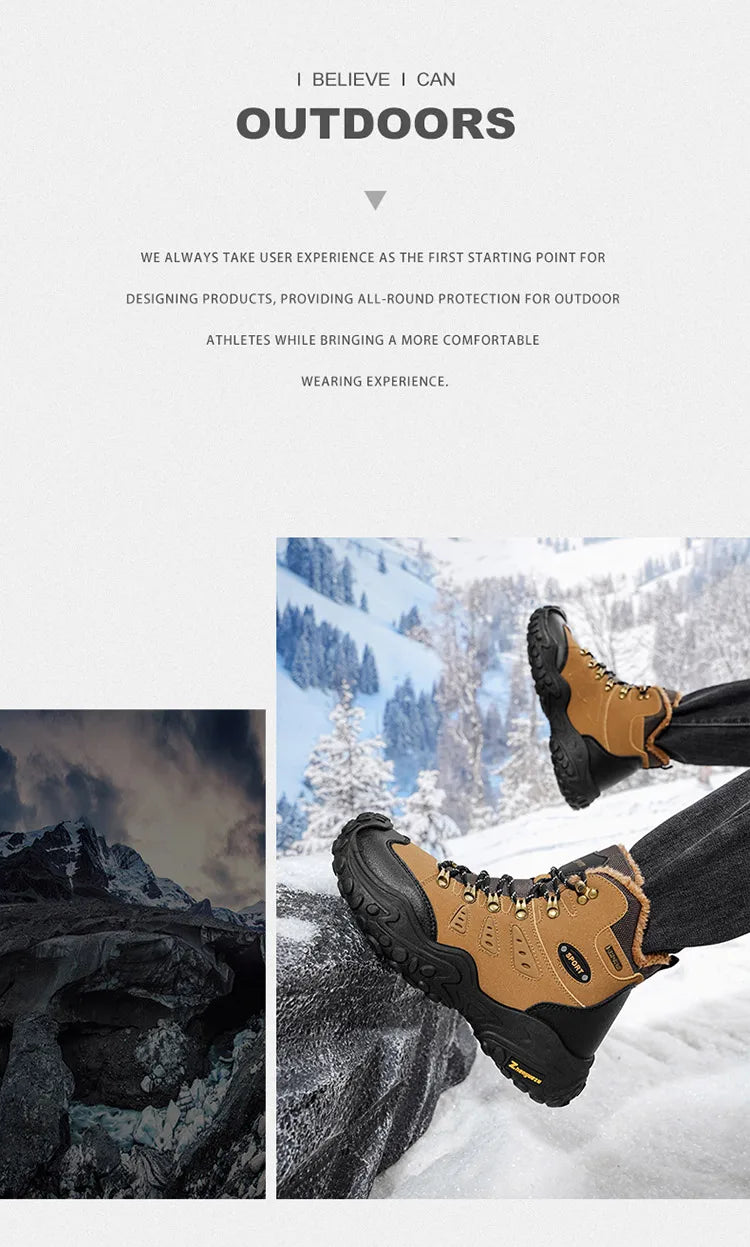 Autumn and Winter Men's Outdoor Sports and Travel Fleece-Lined Warm Snow Boots, Christmas Gifts, Birthday Gifts, Halloween Gifts