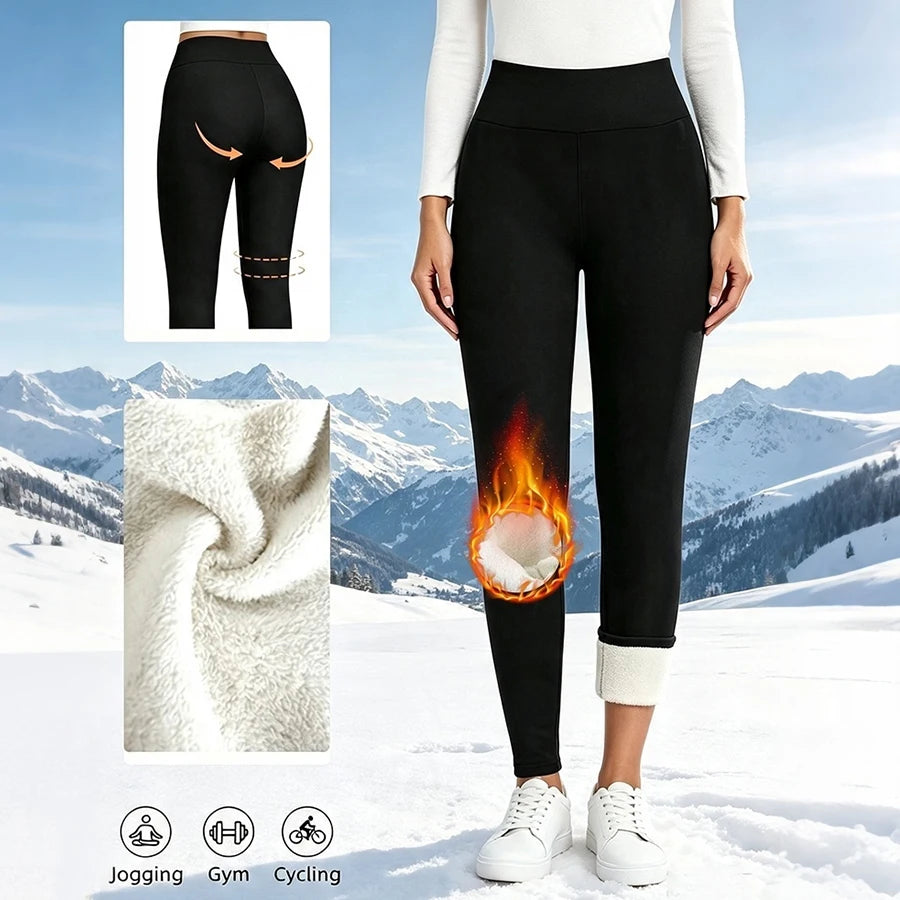Fleece Lined Thermal Leggings for Women  High Waist Stretch Thick Winter Warm Pants for Casual & Daily Wear