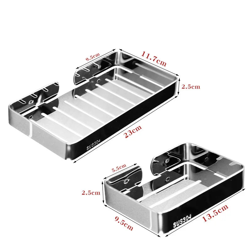 304 Stainless Steel Bathroom Shelf Wall Mounted Soap Sponge Organizer Box Holder Shower Gel Shampoo Storage Rack Accessories