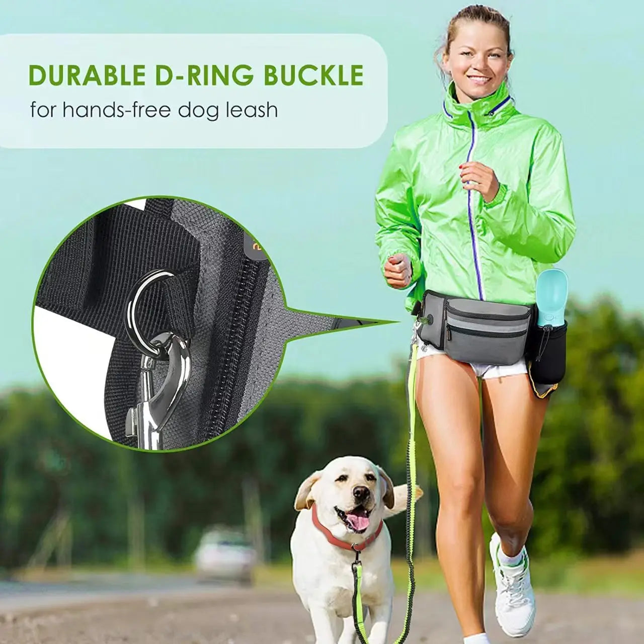 Outdoor Training Waist Bag with Detachable Doggy Training Treat Bag Reflective Waist Pack for Pet Walking, Running Leash Storage