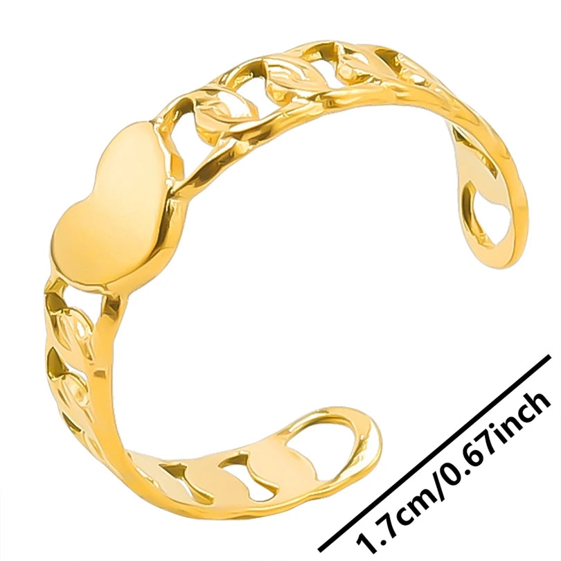 6pcs/lot Wholesale Various Chunky Rings Real Gold Plated Love Abstract DIY Shell Star Sun Bat Shaped Rings Women Jewelry Gifts