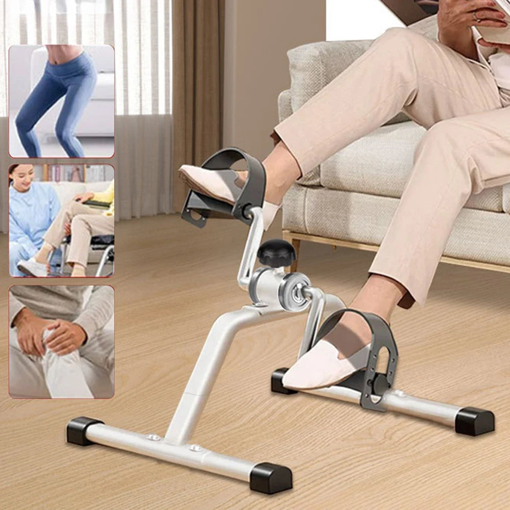 Mini Foldable Foot Pedal Exerciser with Adjustable Resistance Under Desk Bike Stationary Exercise Bike for Home Exercise