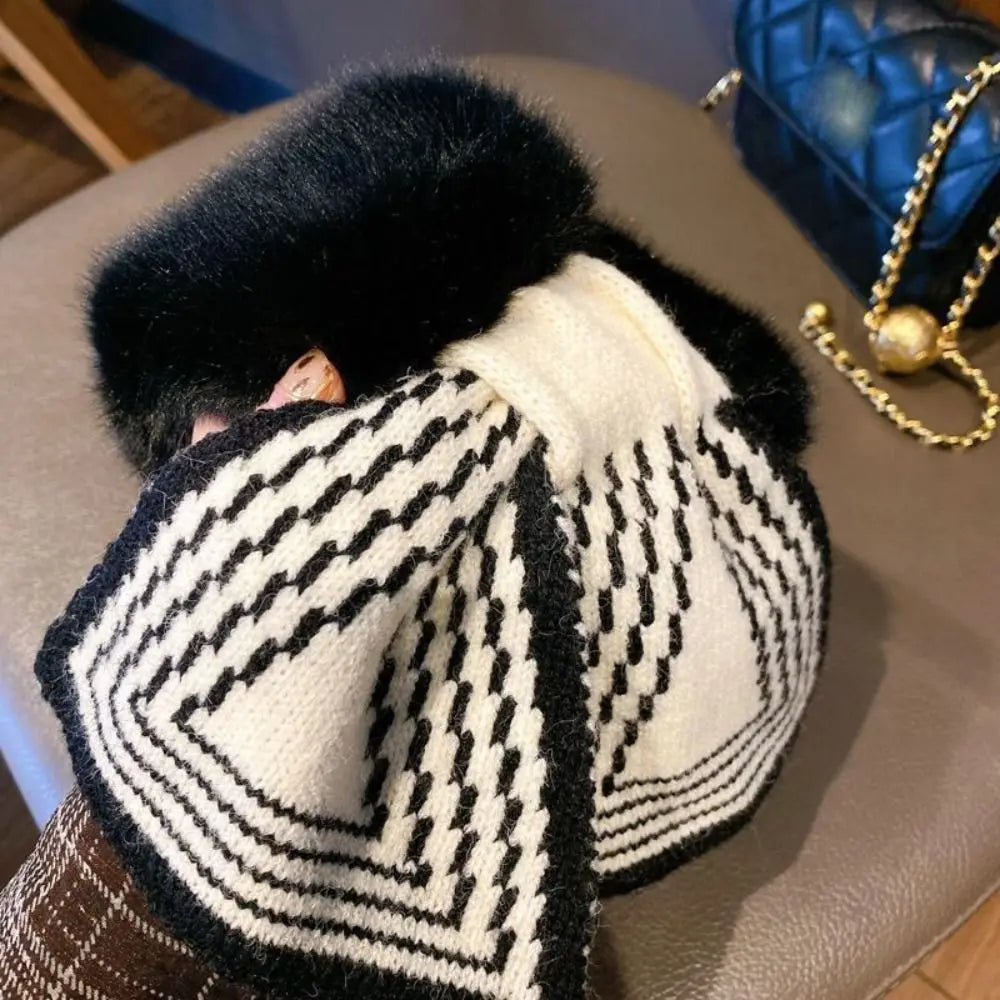 Fashion Accessory Solid Color Winter Neck Warmer Thicken Neck Warmer Cross Collar Scarf Faux Rabbit Fur Scarf for Women Girls