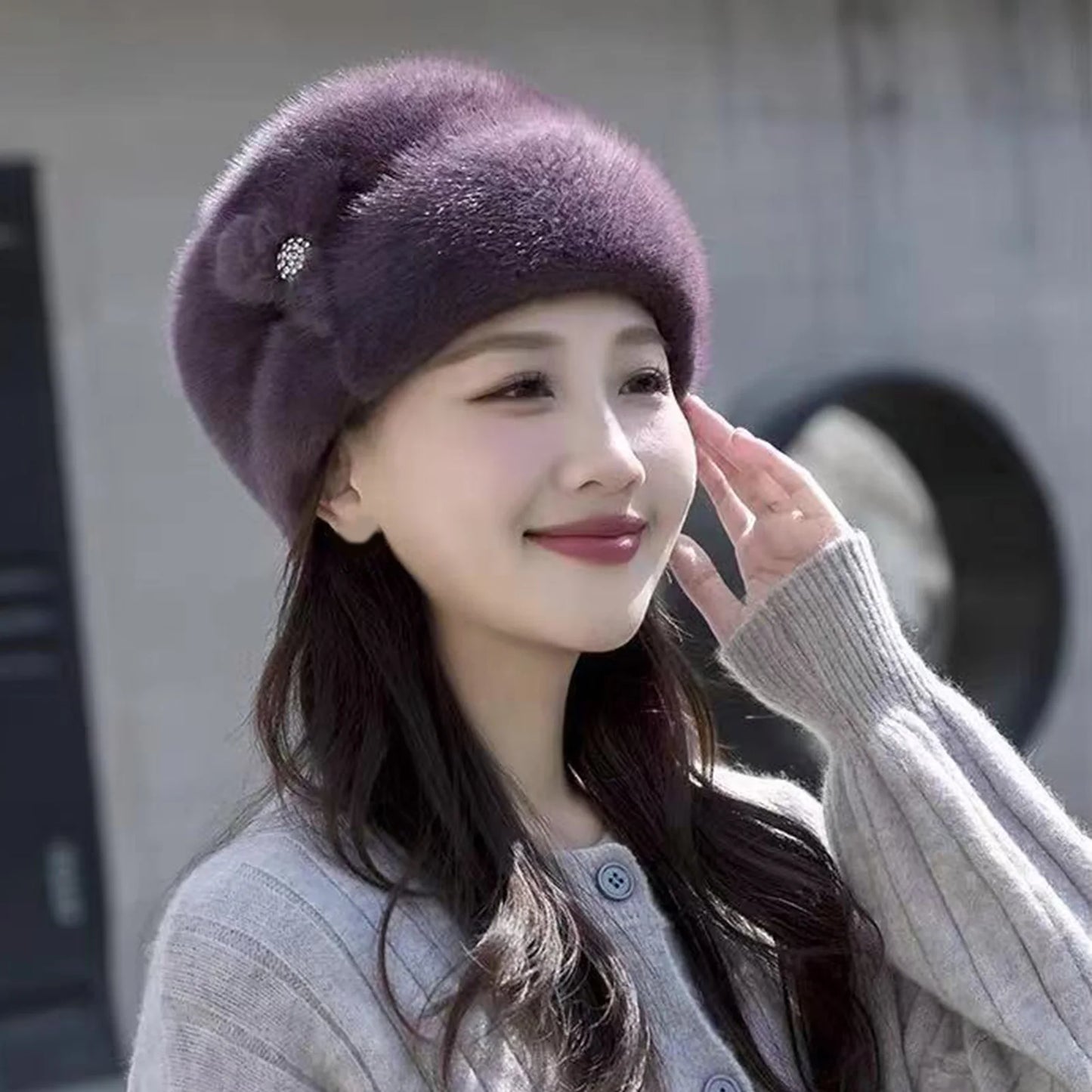Winter Hat for Women Elastic Beanie Warm Thermal Cap for Middle Aged and Elderly Outdoor Activities Warmer