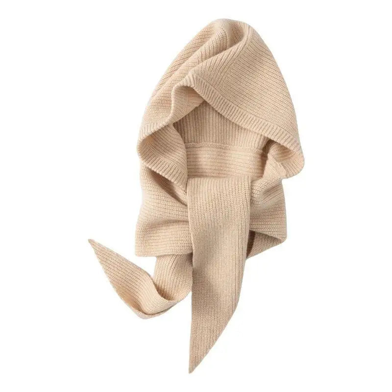 Winter Hats for Women Knitted Polyester Hooded Scarf Hat for Women Balaclava Knit Skull Cap Beanie Hat