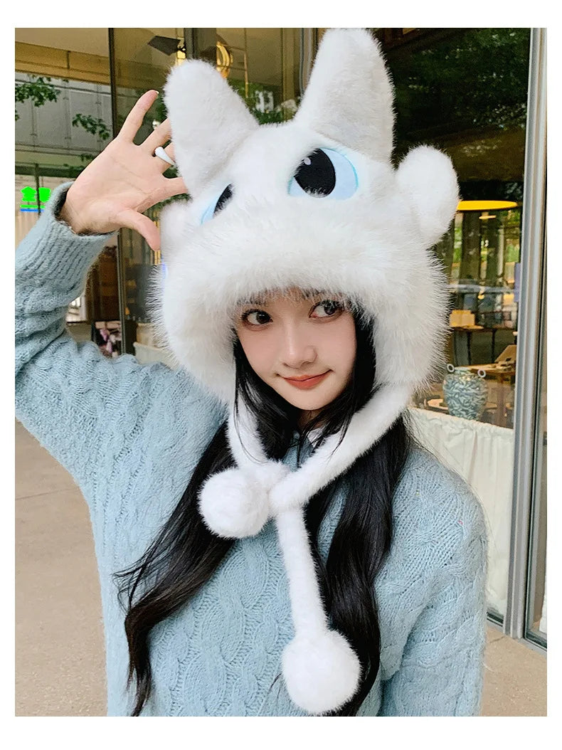 Anime Toothless Creative Hats Winter Warm Plush Hat Comfort Ear Protection Fashion Cute Accessories Cosplay Birthday Gift