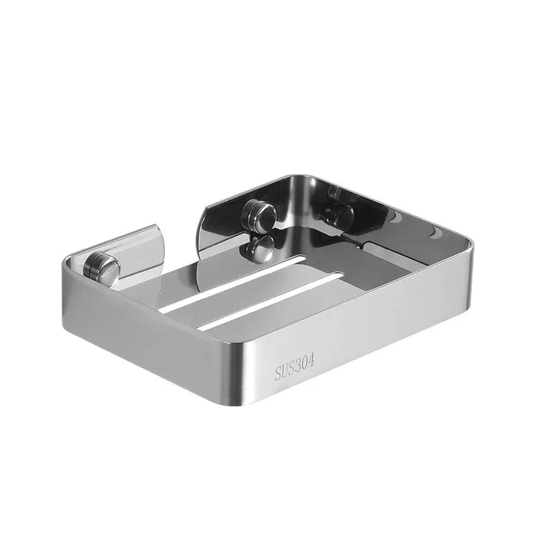 304 Stainless Steel Bathroom Shelf Wall Mounted Soap Sponge Organizer Box Holder Shower Gel Shampoo Storage Rack Accessories