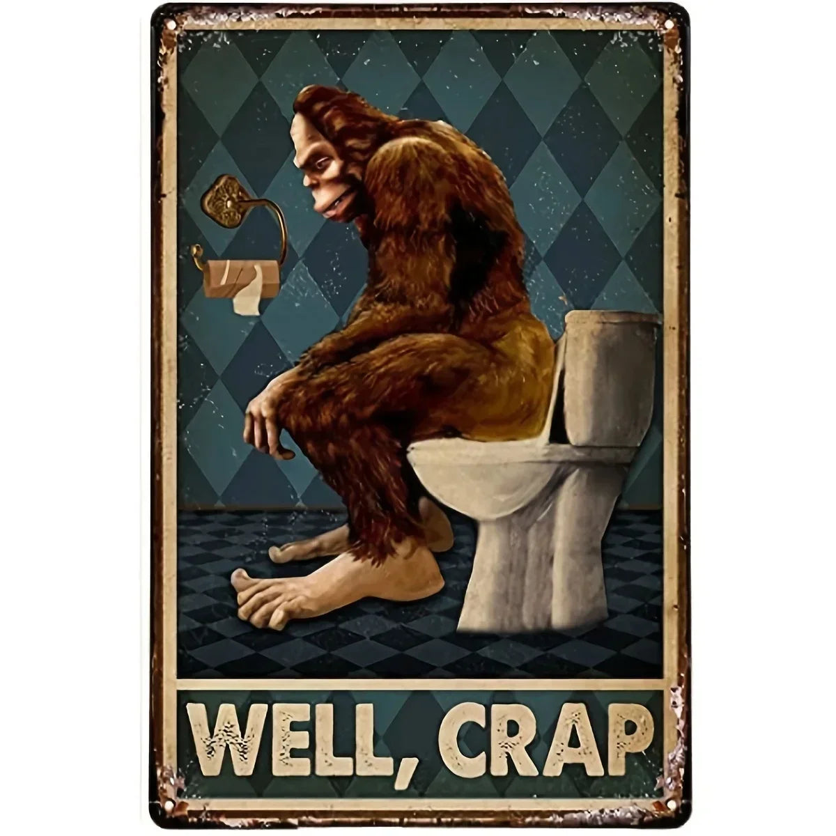 Bar tin painting，Alluring Funny Tin Sign - Retro - Style Toothbrush & Toilet Paper Tin Sign,Designed for Inviting Bathroom