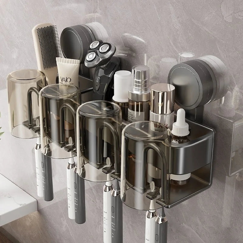 No Need To Drill Suction Cup A Wall-Mounted Electric Toothbrush Holder With a Cup For The Bathroom