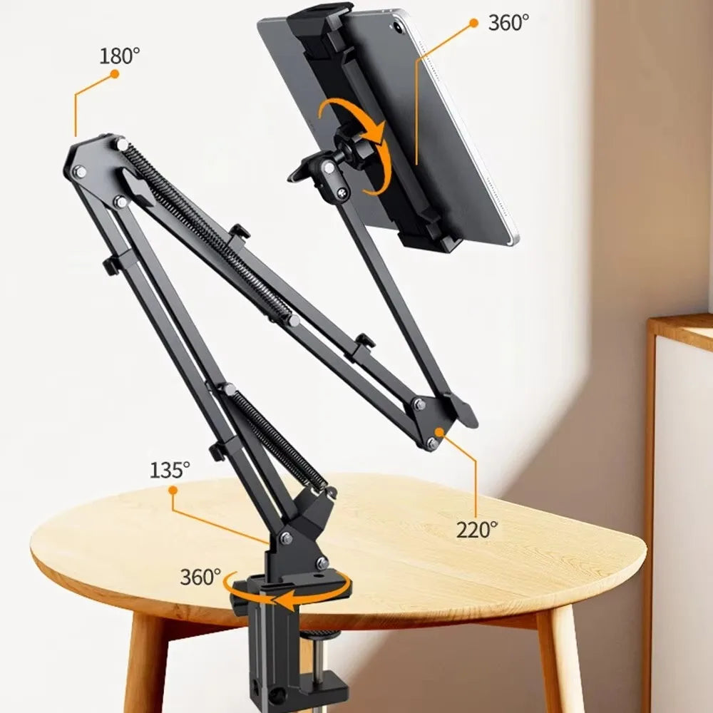 Tablet Stand Holder for Bed Rotatable Phone Stand for 4-12.9" iPad Pro Samsung Tab Xiaomi Pad Tablet Adjustable Holder Long Arm