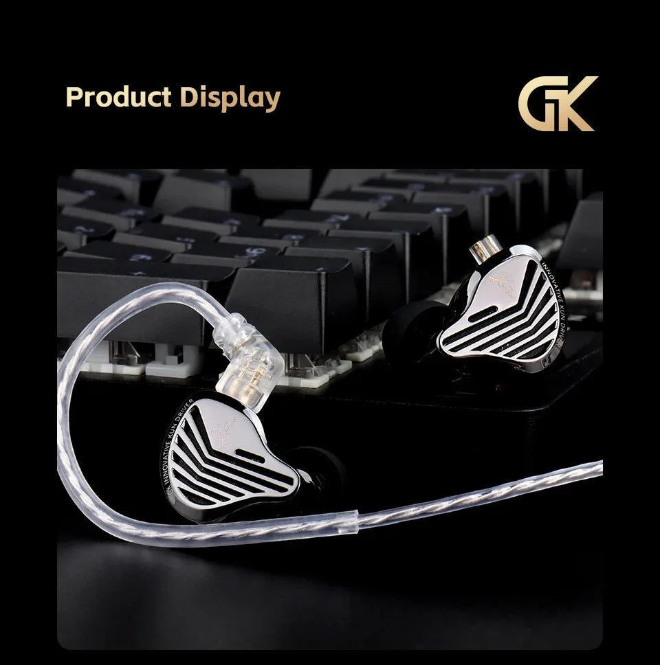 GK KUNTEN Metal Earphone HiFi In-Ear Earbuds 2pin 3.5mm Removable Cable With Microphone Type-c For Music Game KZ