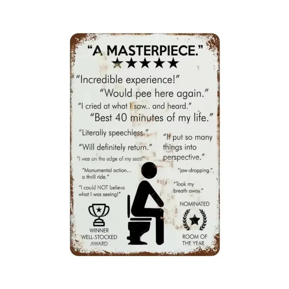 Bar tin painting，Alluring Funny Tin Sign - Retro - Style Toothbrush & Toilet Paper Tin Sign,Designed for Inviting Bathroom
