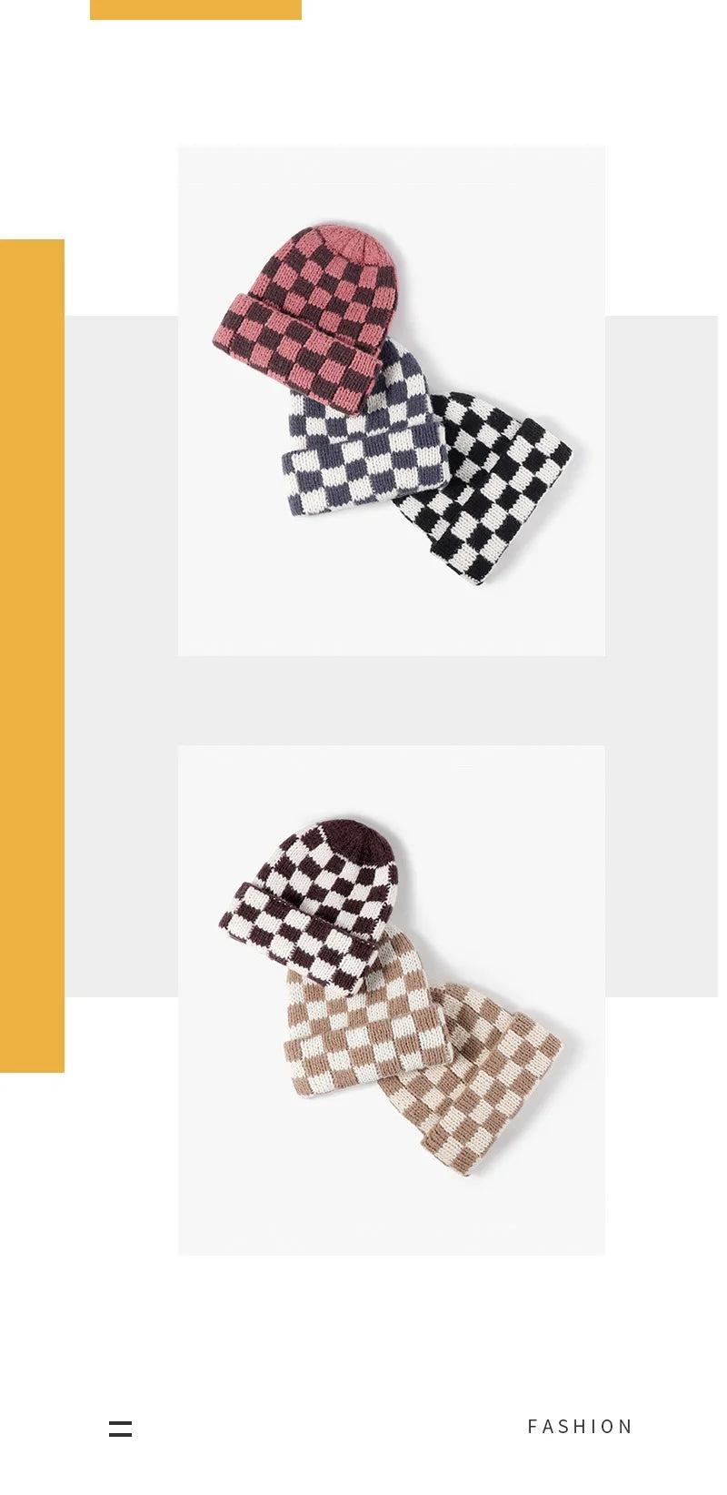 Winter Hats for Woman New Men Beanie Knitted Hat Girl Black White Check Plaid Chess Beanie Gorros Warm Bonnet Ladies Casual Cap