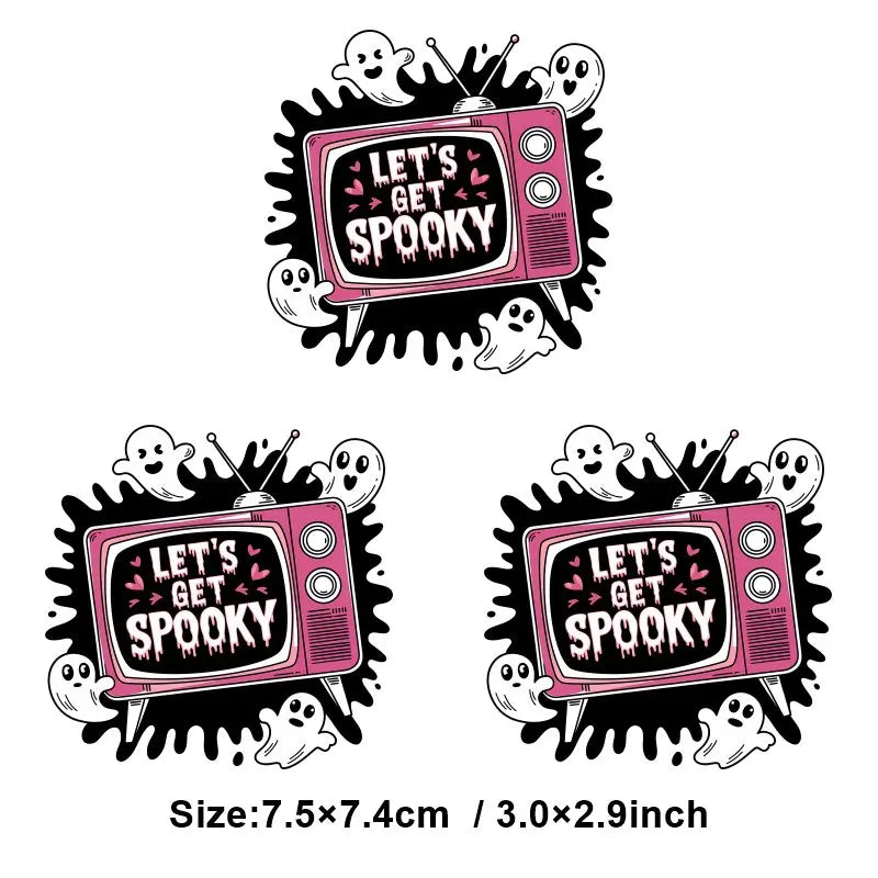 "Halloween is a Life Style"Patch Stickers Iron On Transfers for Clothing Iron Halloween Ghosts Stickers Fusible Applique Badge