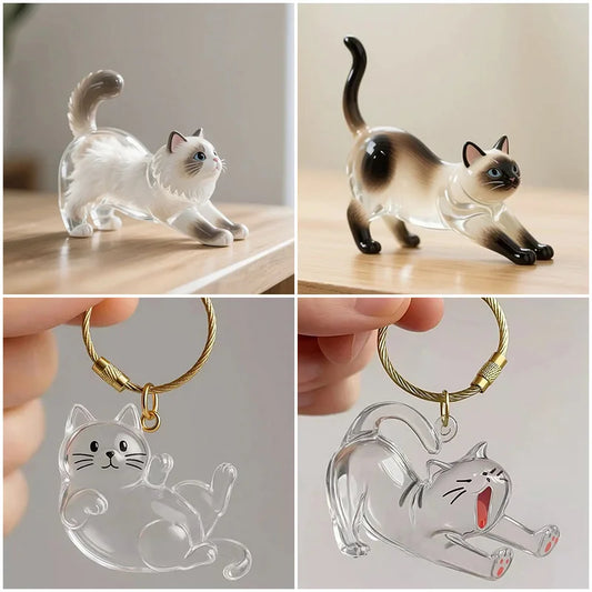 1-6PCS Cat Fur Memorial Keyring Gashapon Capsule Keychain Pet Hair Storage Bag Cat Shaped Keepsake Box Gifts for Pet Lovers 키링