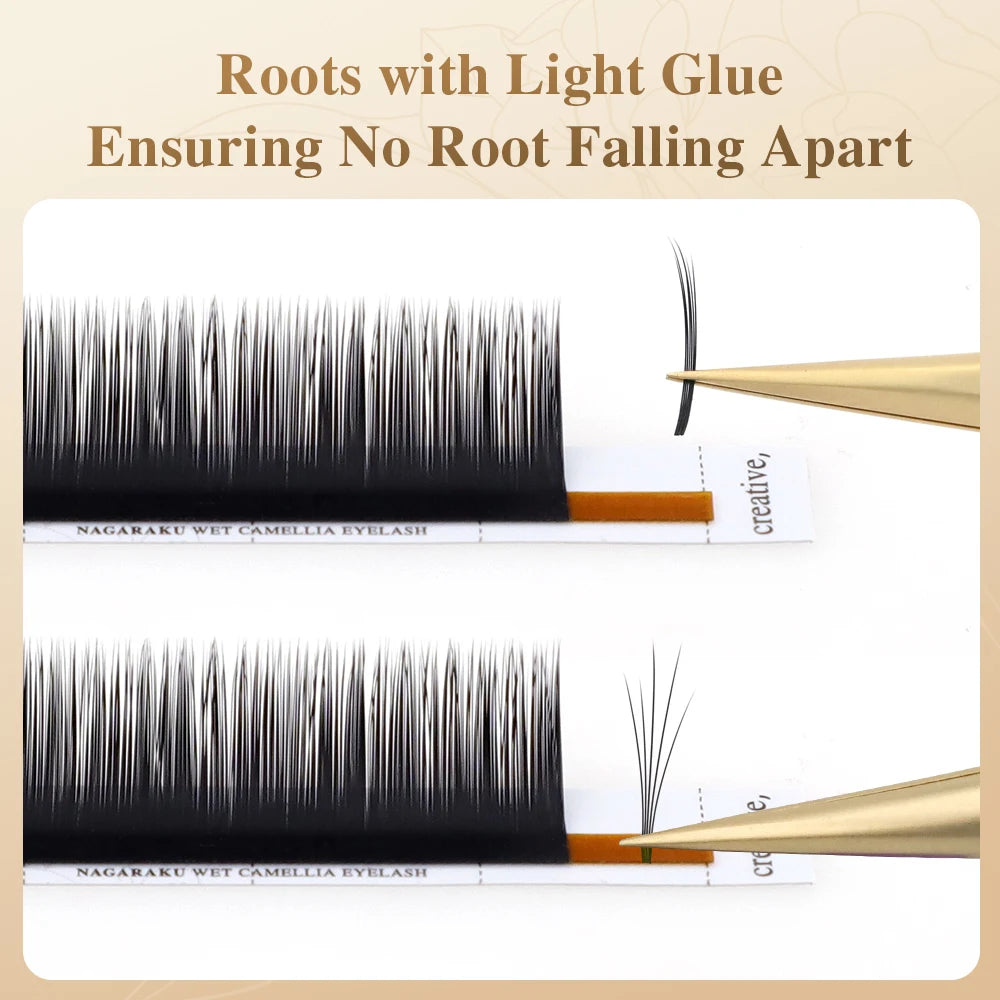 NAGARAKU Wet Camellia Eyelash Extension UB UC UJ Curl Natural Soft Denser Grafting Effect Premade Fans Lashes