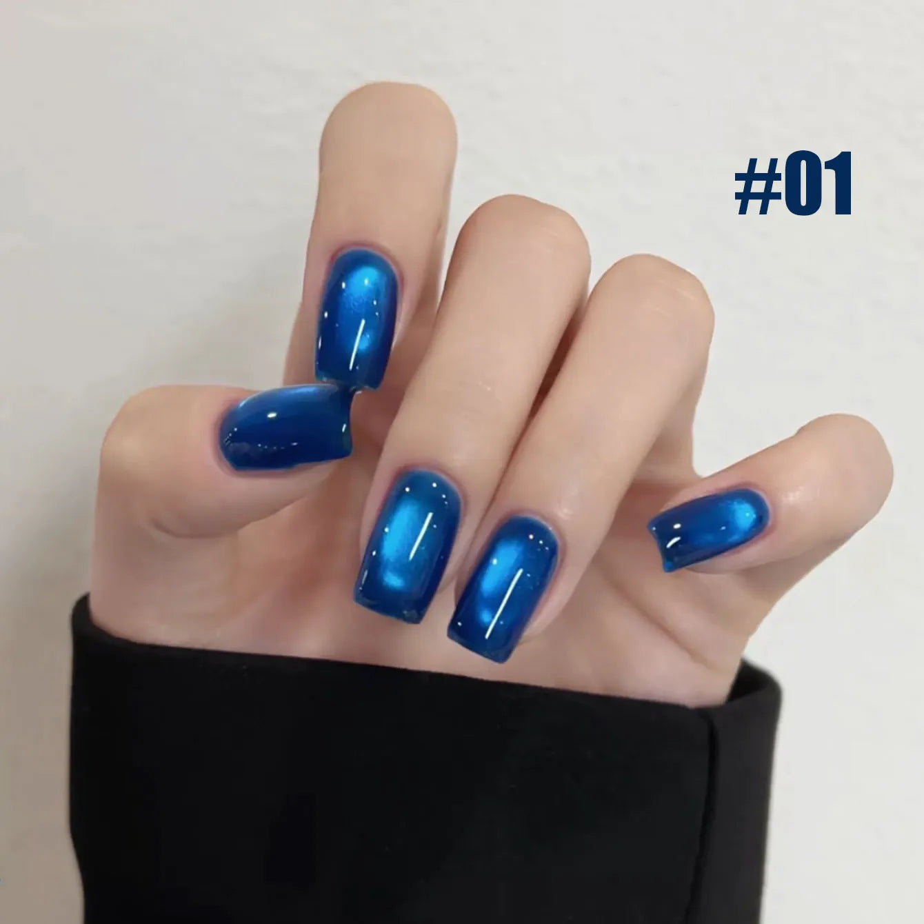 MIANEL 2026 Blue Moon Cat Eye Nail Gel Vibrant Sparkling Blue Glass Bead Effect Skin-Flattering Trendy Cat Eye Nail Art Manicure