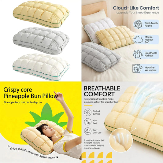 Puff Pillow Soft Cloud Sleeping Bed Pillow Breathable Microfiber Fill Cooling Sleep Support for Side Back Stomach Sleeper Neck
