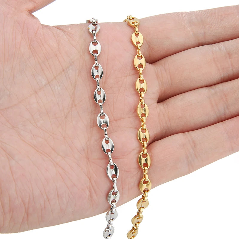 1 Meter Stainless Steel Large Heavy Chunky Hip Hop Punk Link Gold Color Chains DIY Jewelry Materials Handmade Necklace Bracelets