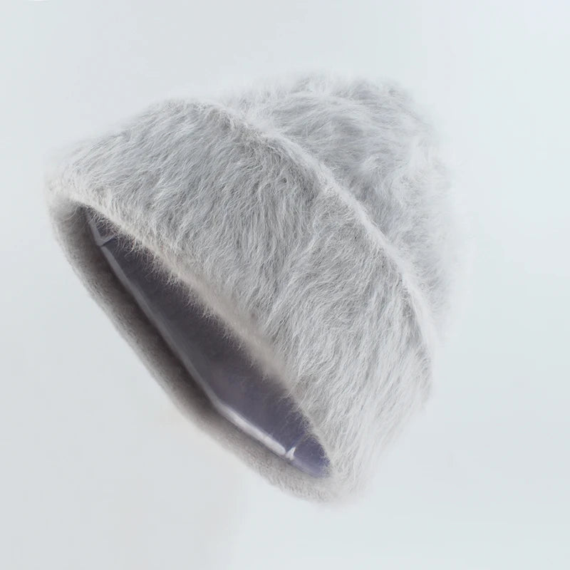 Winter Hats For Women Long Rabbit Fur Warm Beanie Bonnet Female Caps Men Fashion Solid Colors Real Fur Knitted Hat
