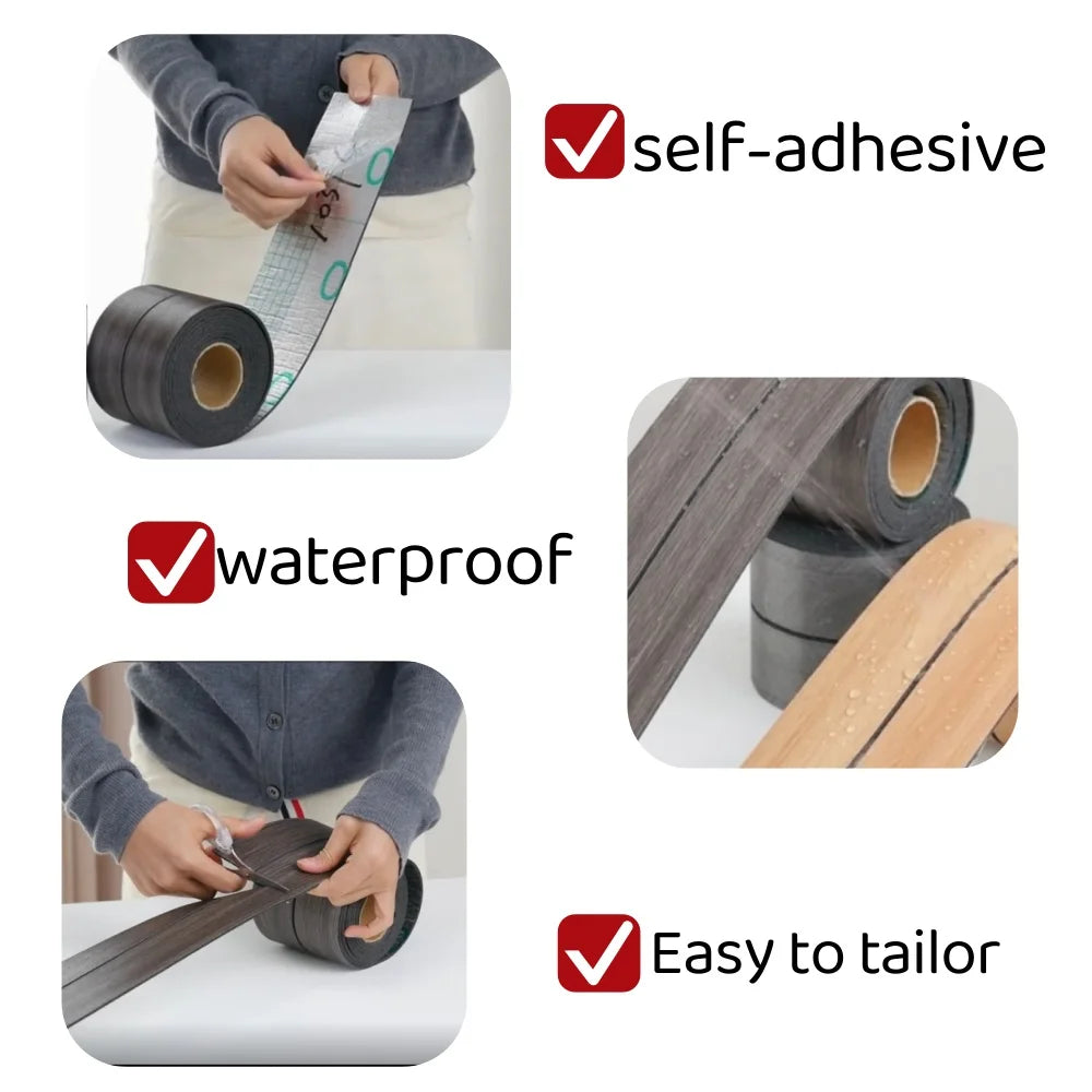 1 Roll 8cm High,Thickened Wood Grain Skirting Board,PVC Door and Window Frame Edge Decoration,Self-adhesive Thickened Threshold