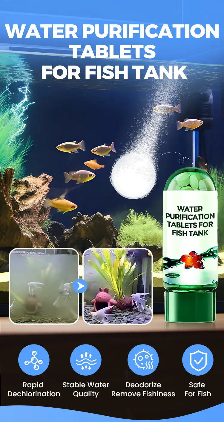Eco-Friendly Aquarium Water Purification Tablets Water Purifier Fast-Acting Fish Tank Cleaning Solution Aquarium Water Clarifier