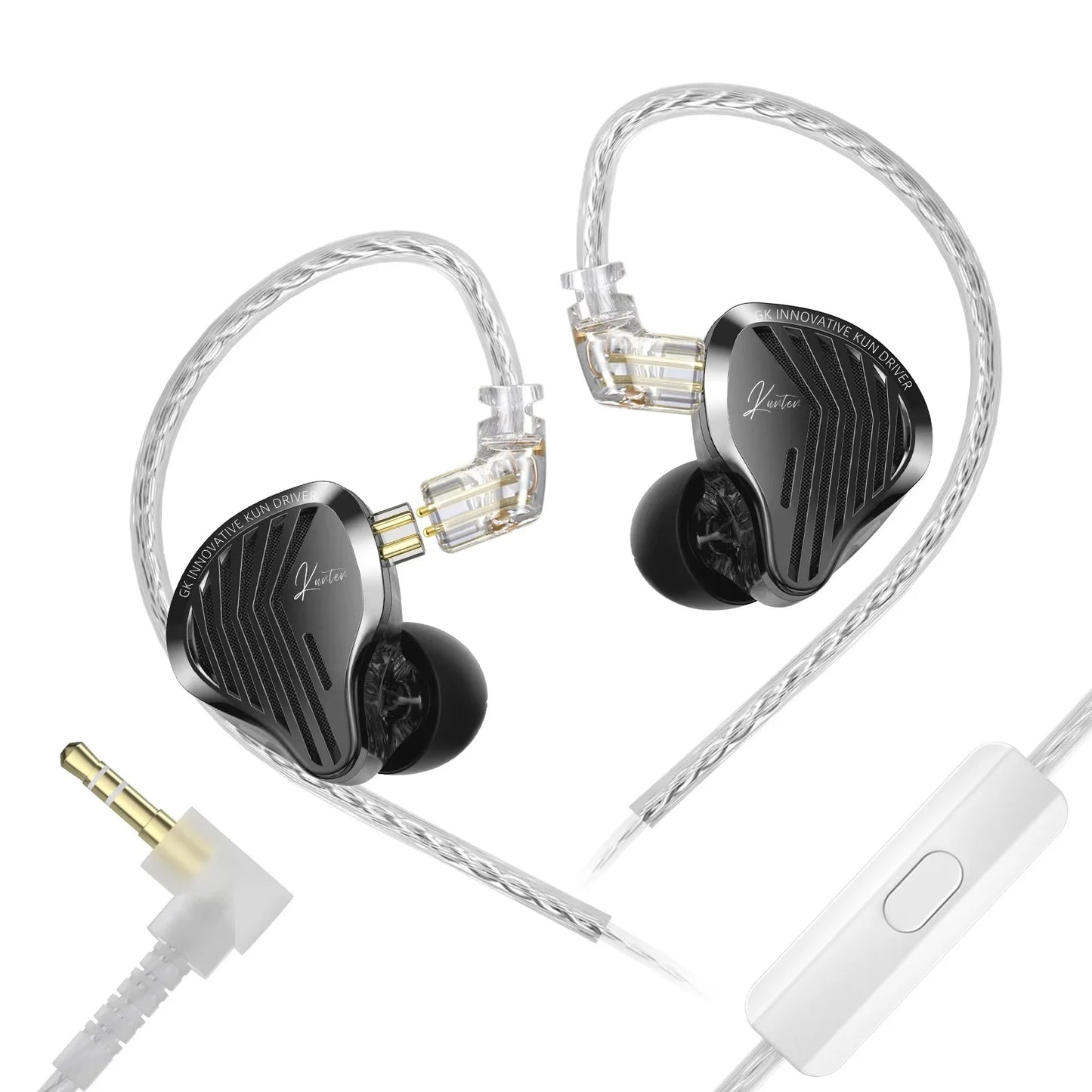 GK KUNTEN Metal Earphone HiFi In-Ear Earbuds 2pin 3.5mm Removable Cable With Microphone Type-c For Music Game KZ
