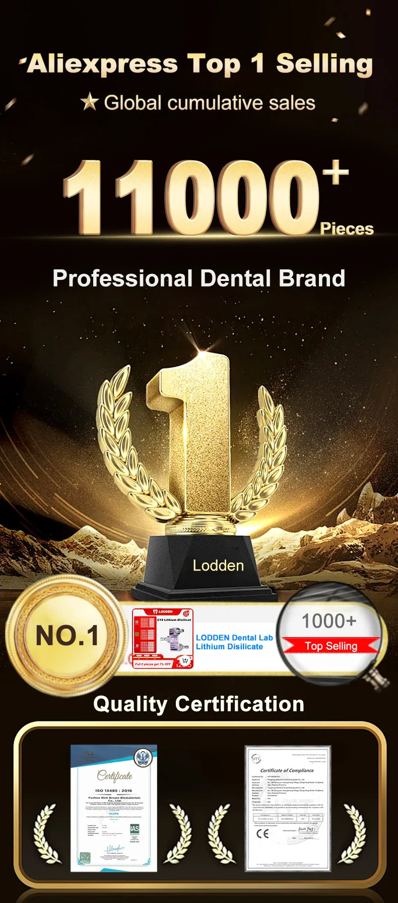 LODDEN Dental Lab Lithium Disilicate C14 Glass Ceramic Blocks HT/LT for CAD CAM Sirona Cerec Veneer Dentistry Materials 5pcs/Box