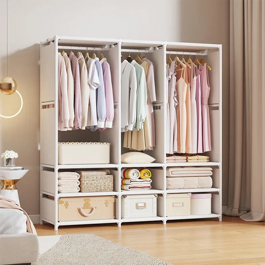 New Wardrobe Home Bedroom Simple Assembly Wardrobe Economical Sturdy Durable Apartment Rental House Hanging Wardrobe