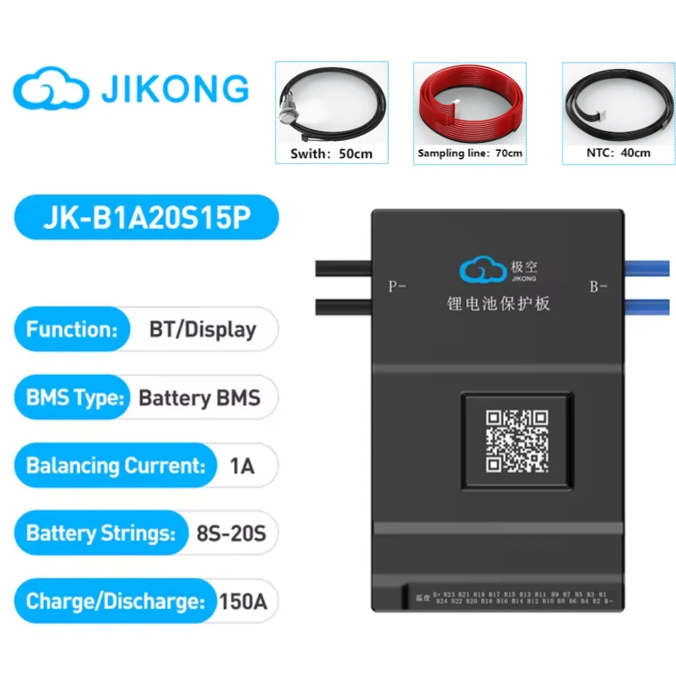 JK BMS 60A 100A 150A 200A 300A Active Balance Bms 4S 8S 16S 20S 24S JIKONG Smart Bms 12V 24V 48V 72V Lifepo4 Li-Ion Lto Battery