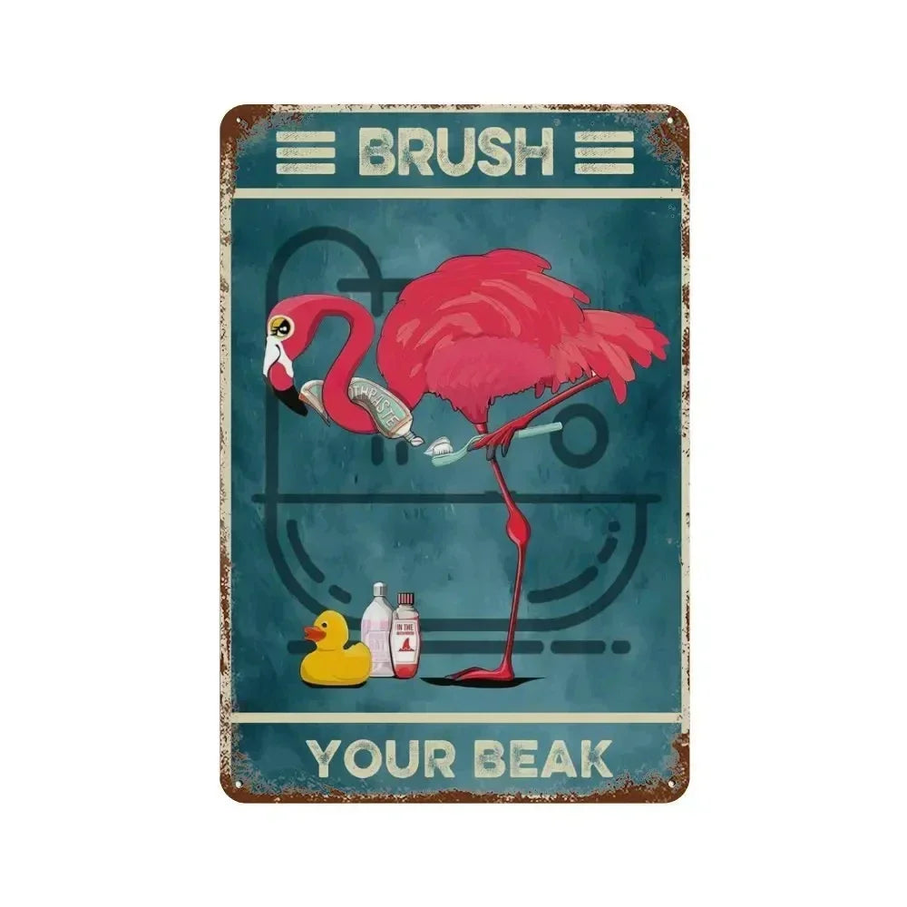 Bar tin painting，Alluring Funny Tin Sign - Retro - Style Toothbrush & Toilet Paper Tin Sign,Designed for Inviting Bathroom