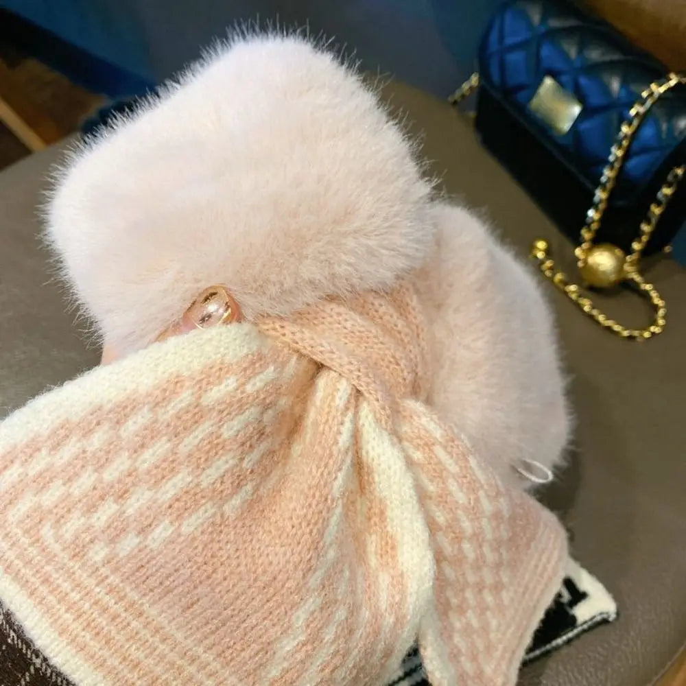 Fashion Accessory Solid Color Winter Neck Warmer Thicken Neck Warmer Cross Collar Scarf Faux Rabbit Fur Scarf for Women Girls