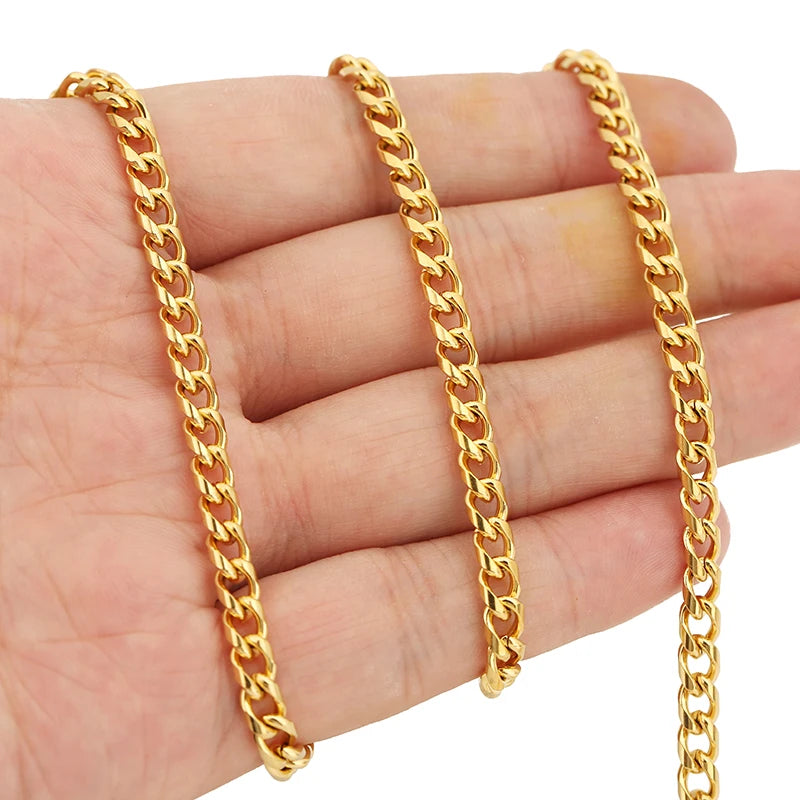 1 Meter Stainless Steel Large Heavy Chunky Hip Hop Punk Link Gold Color Chains DIY Jewelry Materials Handmade Necklace Bracelets