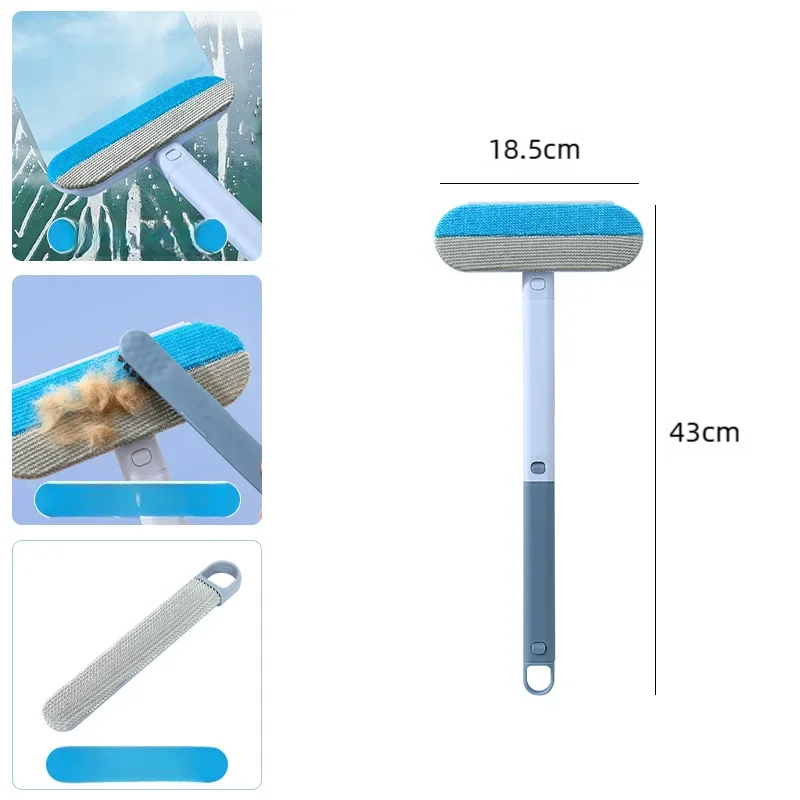 3 In 1 Pet Hair Remover Brush Long Handle Tool For Cat Dog Fur Sofa Window Lint Roller Scraper Household Gadget