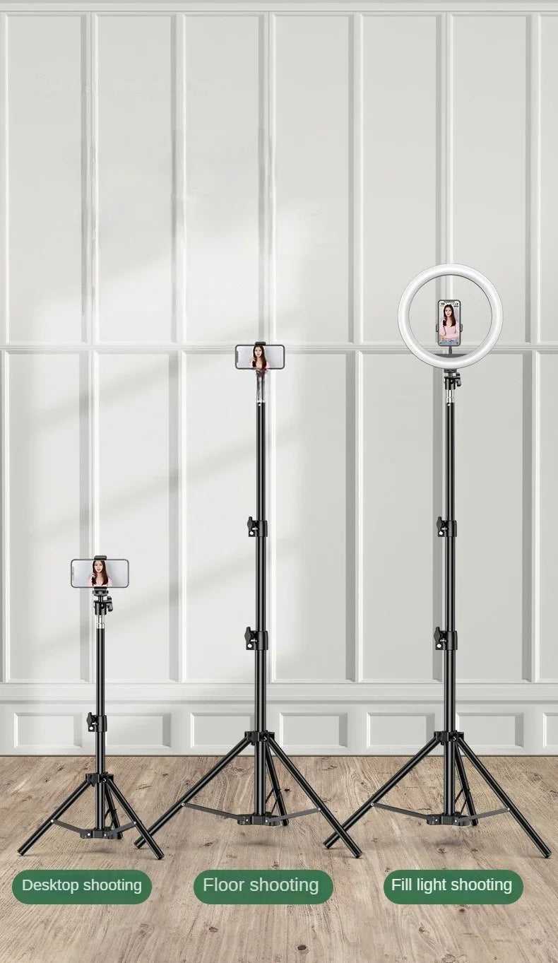 160cm Live Broadcast Tripod Landing Type Camera Anchor Selfie Light Frame Metal Thermometer Phone Holder