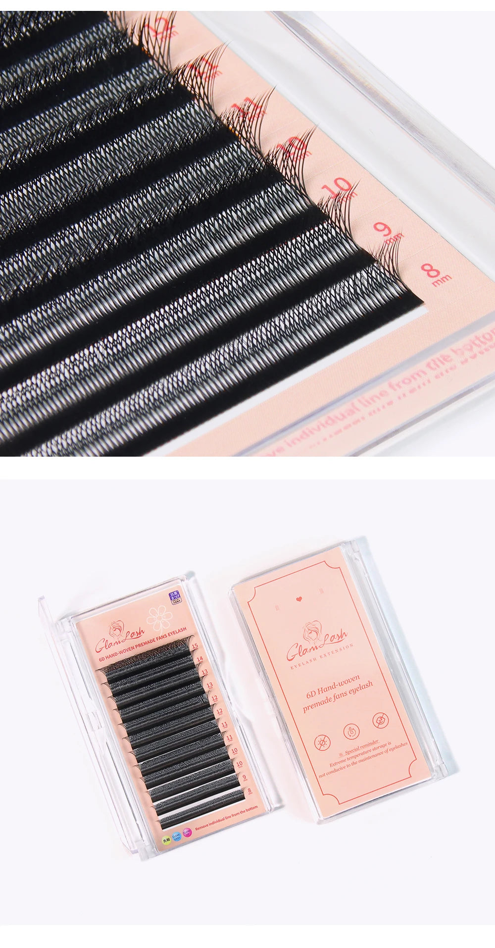 GLAMLASH 2tips 3D W Shape Lashes Extension Premade Volume Fan Eyelashes W Style Shaped Lash Makeup Supplies Natural EyeLash