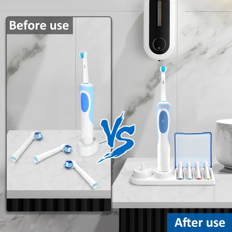 Electric Toothbrush Holder Replacement for Braun Oral B with Brush Head Storage Cover and Charger Base Stand