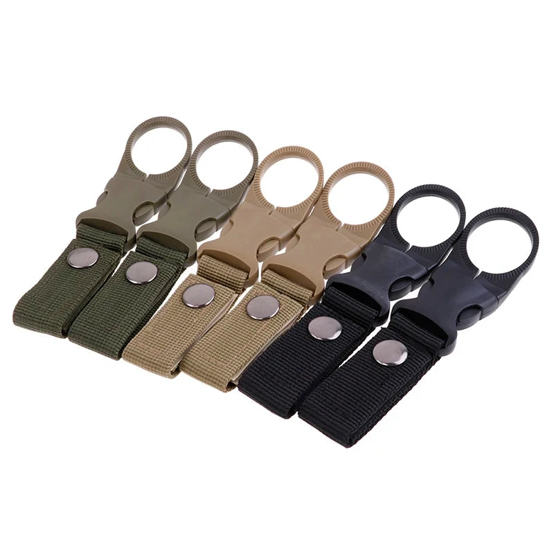 2Pcs Multifunctional Nylon Webbing Water Bottle Holder Hooks, Backpack Hanging Clip Carabiner Belt Buckle for Climbing Outdoor