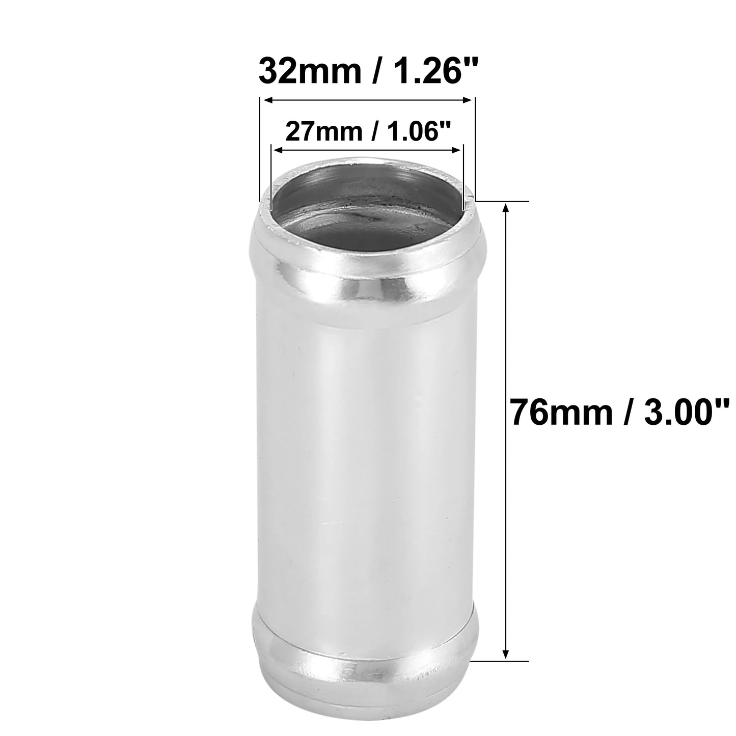UXCELL 76mm Length Intercooler Pipe Aluminum Alloy Hose Joint Pipe Set with 2 Clamps OD 16mm-102mm 0 Degree Straight