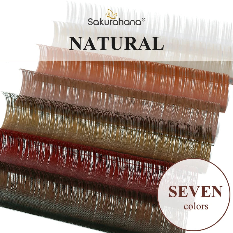 Sakurahana Individual Faux Mink Eyelash Extensions in Caramel, Brown, Teal, and Mocha Colors Professional Tools for Makeup