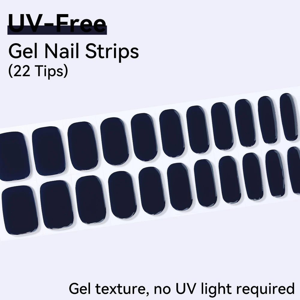 UV FREE Fully Cured Gel Nail Strips 16/22 Tips Self Adhesive Gel Nail Stickers DIY Nail Art Manicure DON'T NEED UV LAMP