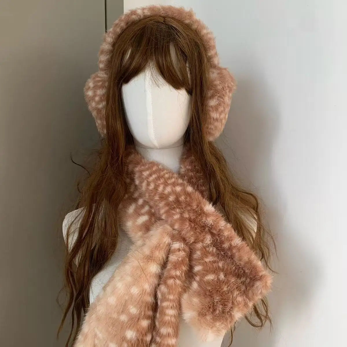 Winter Japanese Cute Elk Scarf Kawaii Deer Series Plush Christmas Accessories Padded Outdoor Warm Cosplay Deer Earmuffs