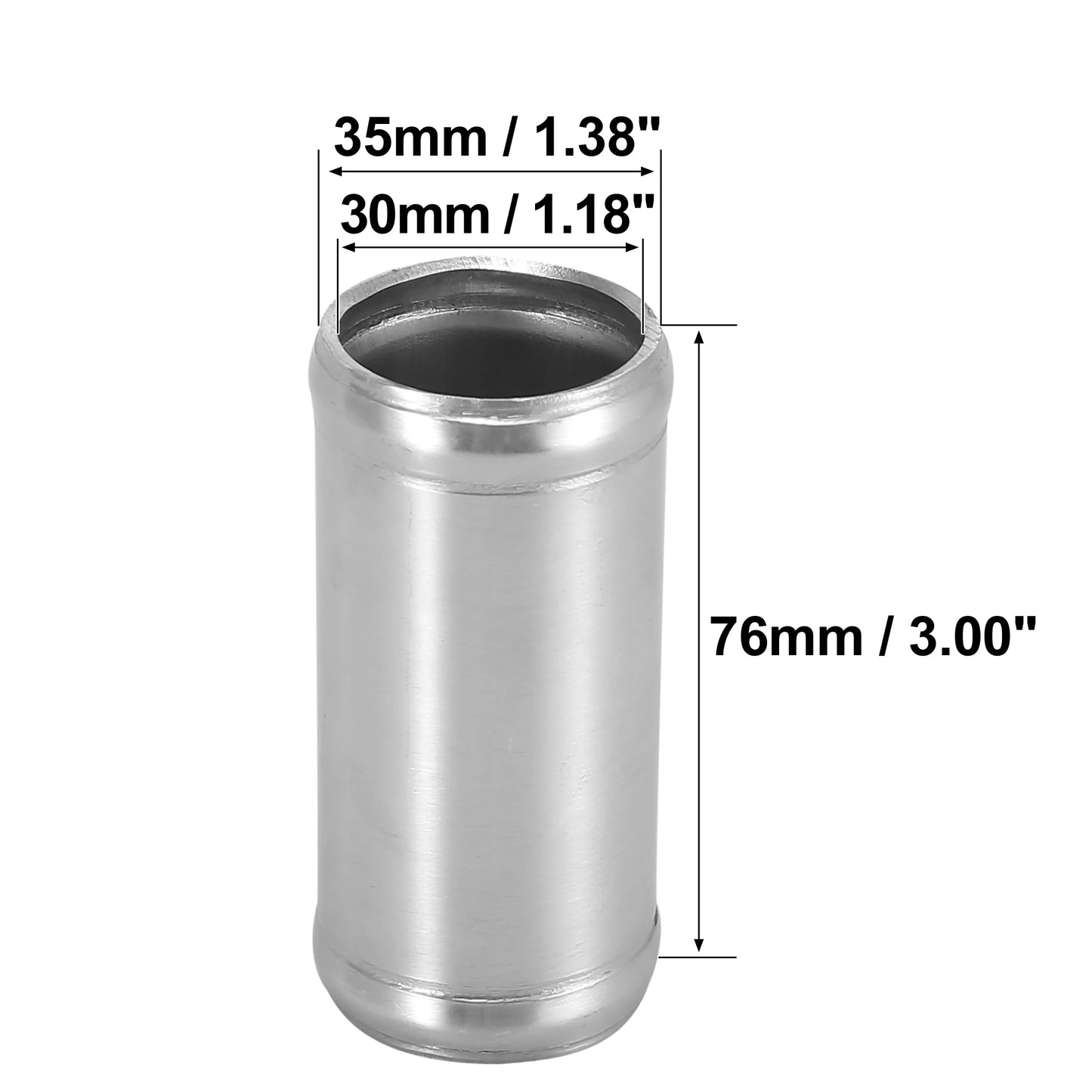 UXCELL 76mm Length Intercooler Pipe Aluminum Alloy Hose Joint Pipe Set with 2 Clamps OD 16mm-102mm 0 Degree Straight