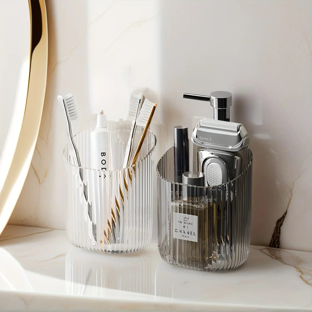 1pc Wall-Mounted Organizer Cup Multi-Functional Bathroom Kitchen Storage Toothbrush Holder Space-Saving Bathroom Accessories